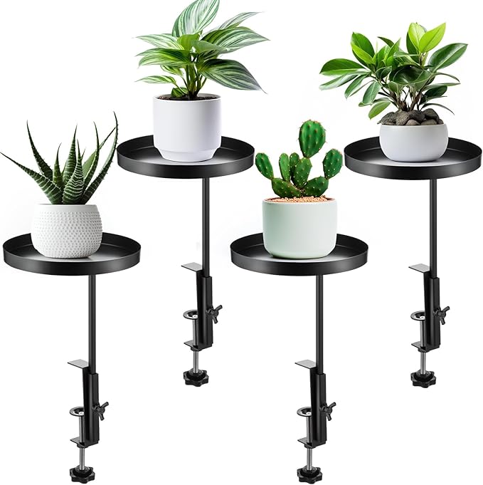4 Pcs Window Sill Plant Shelf 5.7''D x 12.4''H Adjustable Window Shelf Windowsill Clamp Tray for Indoor Plants Metal Windowsill Extension Tray Planter Floating Shelves for Indoor Outdoor Teenyyou
