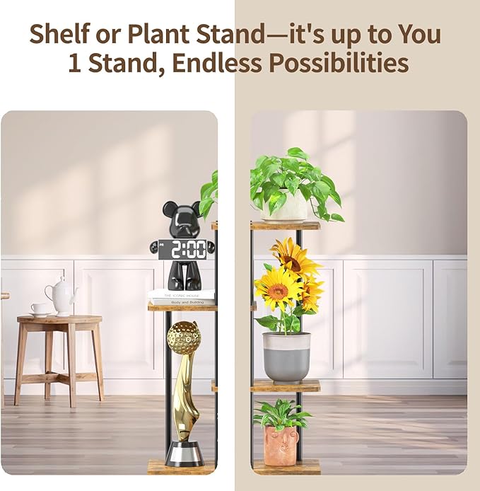 LASZOLA Black 3 Tiered Wood Plant Stand Indoor for Larger Heavy Duty Planter, Sturdy Multi Level Vertical Flowers Racks for Narrow Inside Floor, Decorate Shelving for Hold House Tree, Space Saving LASZOLA