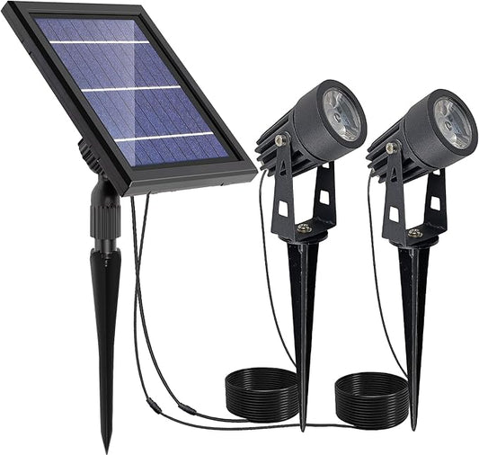 SUNLONG Solar Lights Outdoor Waterproof Solar Powered Spot Lights Aluminum Casting Landscaping Spotlight for Garden Yard Tree Uplight Downlight （Natural White） MakeYournightBrightandWarm