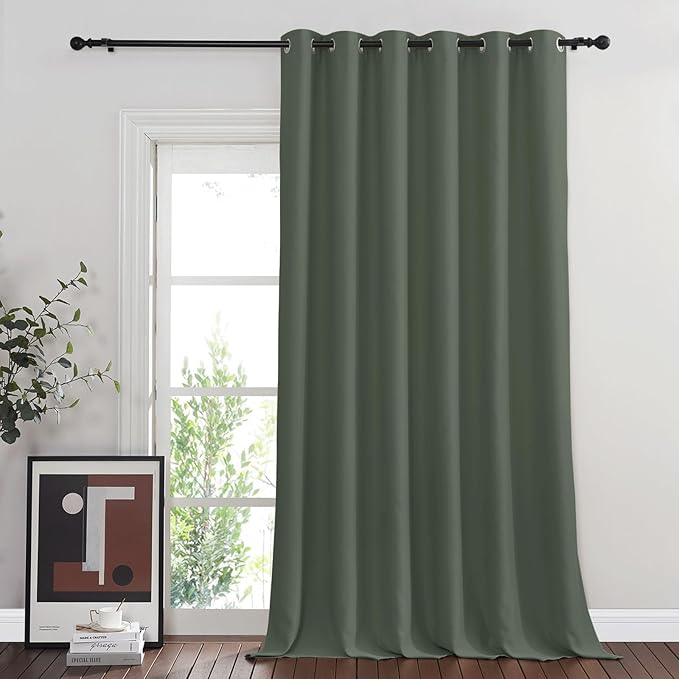 NICETOWN Blackout Room Divider Curtains for Sliding Glass Doors 102 Inches Long 1 Panel, Extra Wide Curtains for Doorway Patio Bedroom Living Room (Dark Mallard, 80Wx102L, 1 Panel) NICETOWN