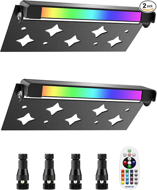 5W RGB Retaining Wall Lights 7 inch LED Hardscape Lighting Color Changing Low Voltage Landscape Paver Lights 12V 24V Step Lights Outdoor IP66 Waterproof Stair Lighting (2 Pack+Connectors) DOREIO