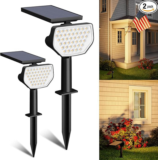 Lepro Solar Decorative Spot Lights 2 Pack, Warm White Accent Lights for Garden Ambiance, IP65 Waterproof Adjustable Landscape Lighting to Highlight Statues, Plants, Pathways & Yard Decor Lepro