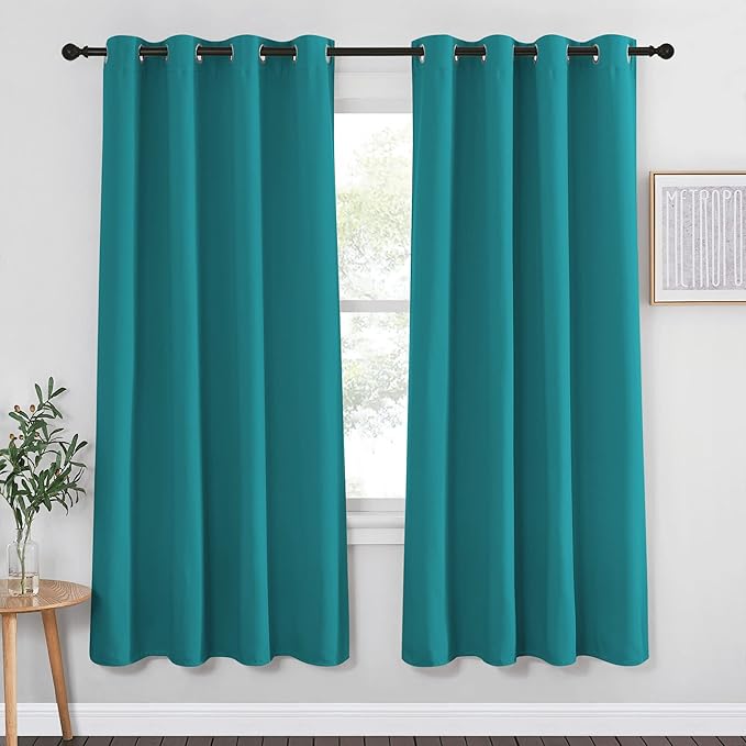 NICETOWN Blackout Window Curtains & Drapes - Thermal Insulated Grommet Light Blocking Window Treatment Privacy Drape for Bedroom/Living Room (Peacock Teal, 1 Panel, W52 x L72) NICETOWN