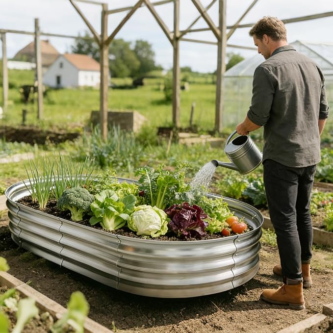 Galvanized Raised Garden Bed for Outdoor: 4X2X1ft Durable Metal Vegetable Plant Container Kit（2 Pack） Rootora