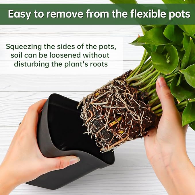 80 Pcs Nursery Pots 4 Inch, Plastic Seed Starting Pot with Drainage Holes, Sturdy Seedling pots for Planting, Succulents, Transplanting, Cuttings (Black) BTPLASTIK