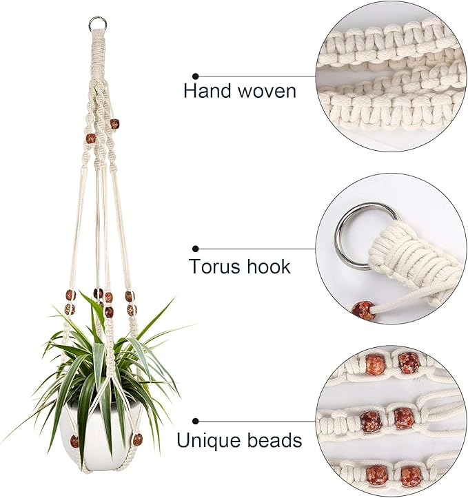 Augshy Macrame Plant Hanger, 2 Packs Plant Hangers, Hanging Planter for Indoor Plants Decorative Macrame Pot Hanger for Home Decor Augshy