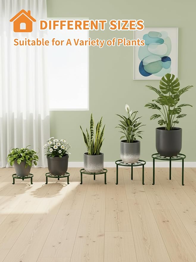 5 Pack Potted Plant Holder for Garden Home 5-Pack Metal Plant Stand Indoor Outdoor Rustproof Iron Corner Flower Pot Stand Holder for Homme Garden Rootora