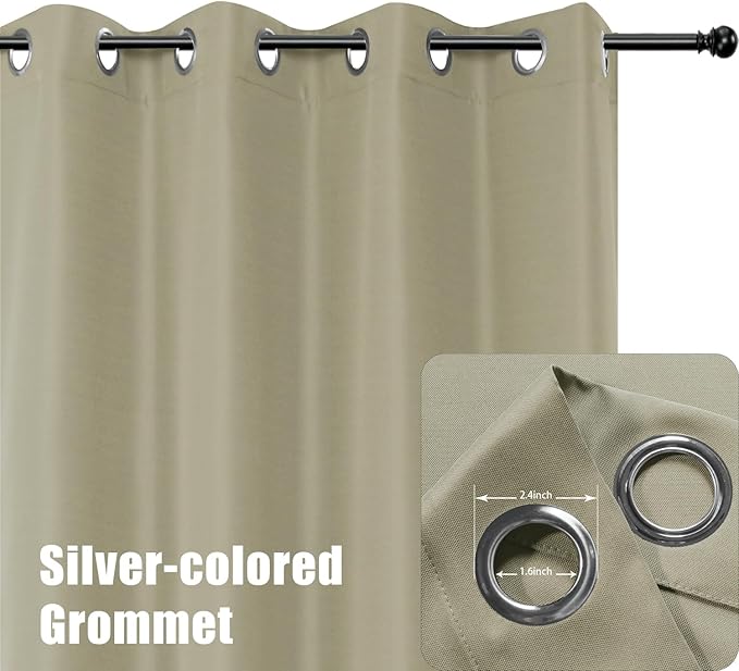 BONZER Waterproof Indoor/Outdoor Curtains for Patio Thick Privacy Extra Wide Grommet Curtains for Bedroom, Living Room, Porch, Pergola, Cabana, 1 Panel, 150W x 84L inch, Taupe Bonzer