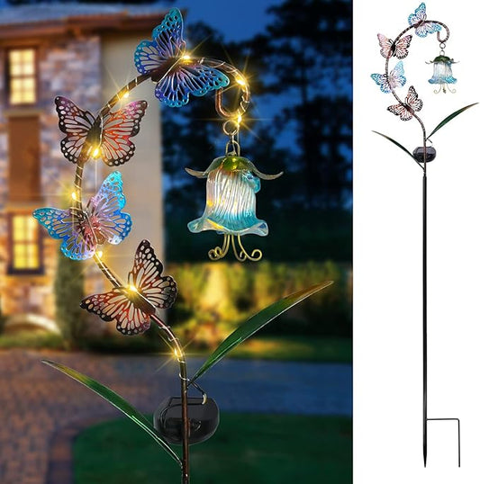 Bshine Solar Butterfly Lights Outdoor Garden Decoration Valentine's Day, Metal Stake Waterproof Hanging Flower Solar Lights, Garden Decoration Outdoor Terrace, Yard, Path and Lawn Ornaments Bshine