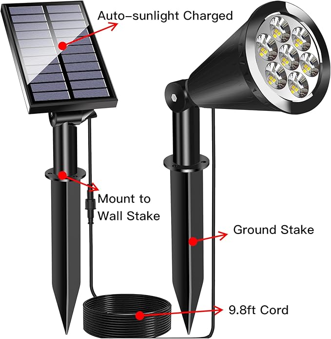 MEIHONG Solar Spot Light Outdoor, Waterproof LED Landscape Lights Dusk to Dawn, 2-in-1 Solar Spotlight Solar Powered Accent Lights for Garden Porch Walkway Patio (4 Pack) MEIHONG