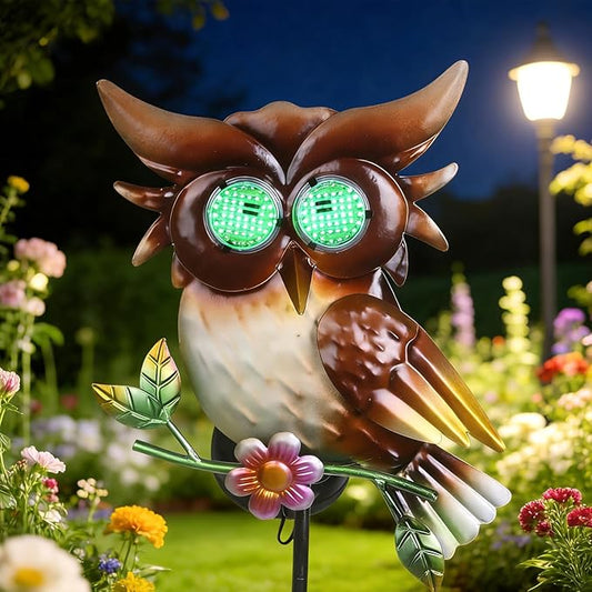 Solar Owl Garden Stakes Decorative with Moving LED Eyes Lights, 39.7" Owl Solar Lights Outdoor Garden for Pathway Patio Yard Metal Art YHSOLAR