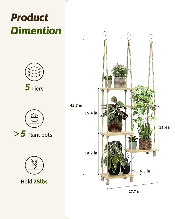 Window Plant Shelves Macrame Plant Hanger Floating Shelves Window Sill Shelf for Plants Hanging Plant Stand Indoor Window Plant Holder Boho Decor Living Room Bedroom Wall Decor Gentingbro