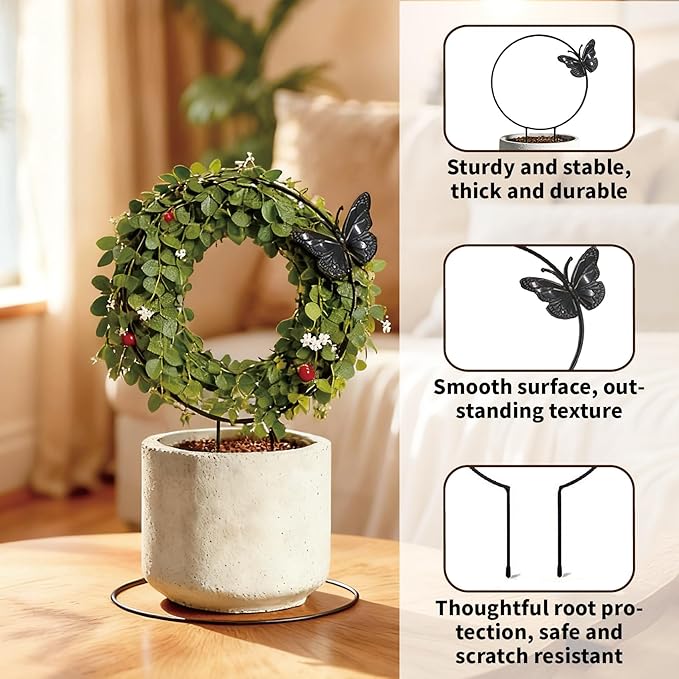 Indoor Climbing Plant Trellis - 3pcs Small Garden Potted Support Outdoor Plants Propagation Trellises Accessories with 20pcs Ties for Garden Plant Houseplant Rootora
