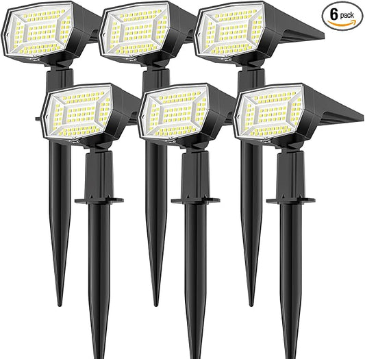 Fabrito 72 LEDs Solar Spot Lights Outdoor Waterproof, 3 Modes Landscape Spotlights, Dusk to Dawn Solar Powered Flood Wall Lights for Outside, Solar Garden Lights for Yard Porch 6 Pack (Cool White) Fabrito