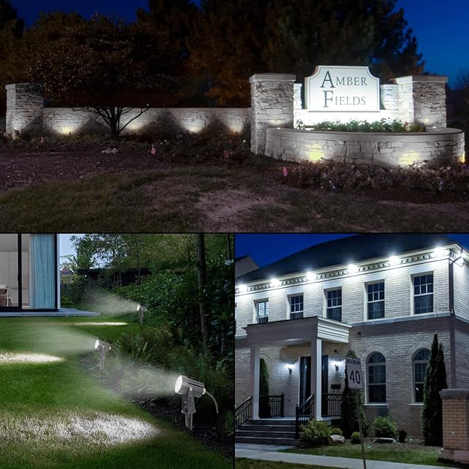 T-SUNUS Christmas Solar Landscape Spotlights White 6000K Metal, Garden Spot Lights Outdoor IP65 Waterproof 9.8ft Cable Separated Panel, Auto On/Off for Tree Flag Driveway Pathway Halloween Pool Area T-SUNUSLighting