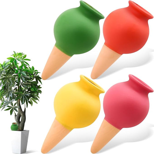 Terracotta Watering Spikes, 4 Pack Self Watering Globes, Slow Release Self Watering Planter Insert, Plant Watering Globes for Indoor and Outdoor Plants Rootora
