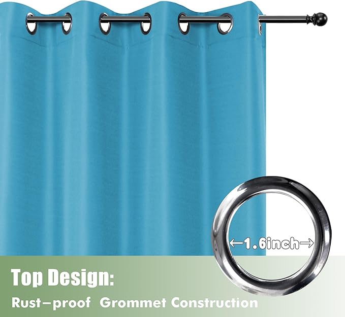 HolidayIdeas Outdoor Curtains for Patio Waterproof, 6 Panels - 54x84 Inches - Weatherproof Privacy Outsides Curtains for Cabana Porch Pergola, Sunlight & UV Blocking (Teal, Grommet Top) HolidayIdeas