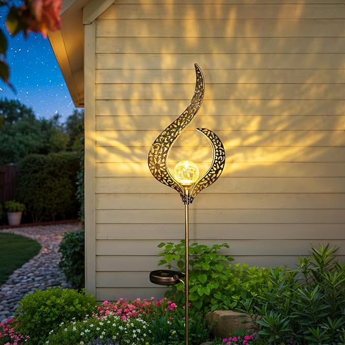HOMEIMPRO Outdoor Solar Garden Lights Waterproof, Gifts for Mom Dad, Yard Art, Pathway, Lawn Ornaments, Outdoor Decor,Birthday Gifts for Wife Women (Bronze,2Pack) Homeimpro