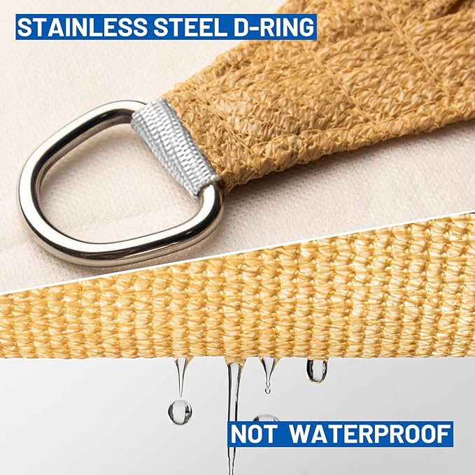 SUNLAX Sun Shade Sail 10' x 15' Sand Rectangle Canopy Sail Shade Cover UV Block Permeable Sunshade Outdoor for Patio Backyard Deck Pergola (We Make Custom Size) SUNLAX