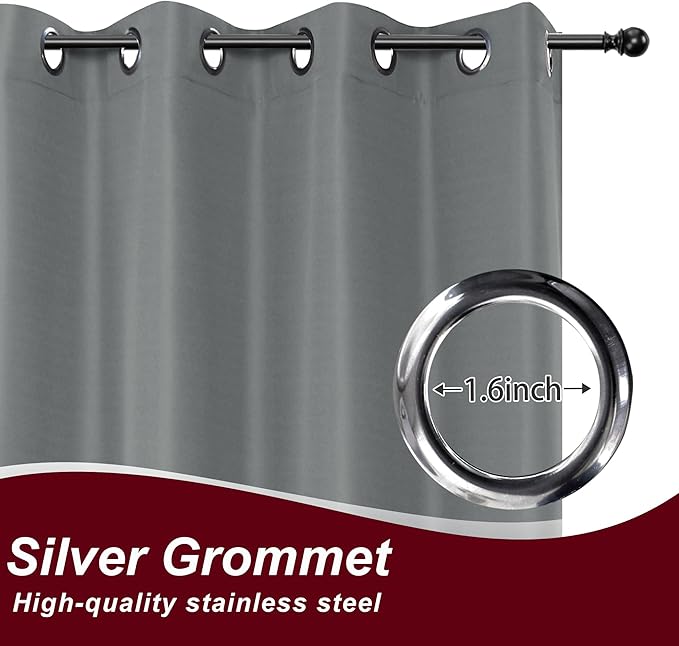 HolidayIdeas Grommet Top Outdoor Curtains for Patio Waterproof 8 Pcs All Weather Balcony Outside Curtain Panels for Apartments, Gazebo, Pergolas, Porch, 54x120 Inch, Grey HolidayIdeas