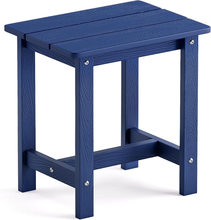 LUE BONA Outdoor Side Table, HDPS Small Outdoor Table, Adirondack Side Table, Outside End Table for Patio, Porch, Deck, Pool, Weather Resistant/Easy Maintenance/Indoor or Outside Use, Navy LUEBONA