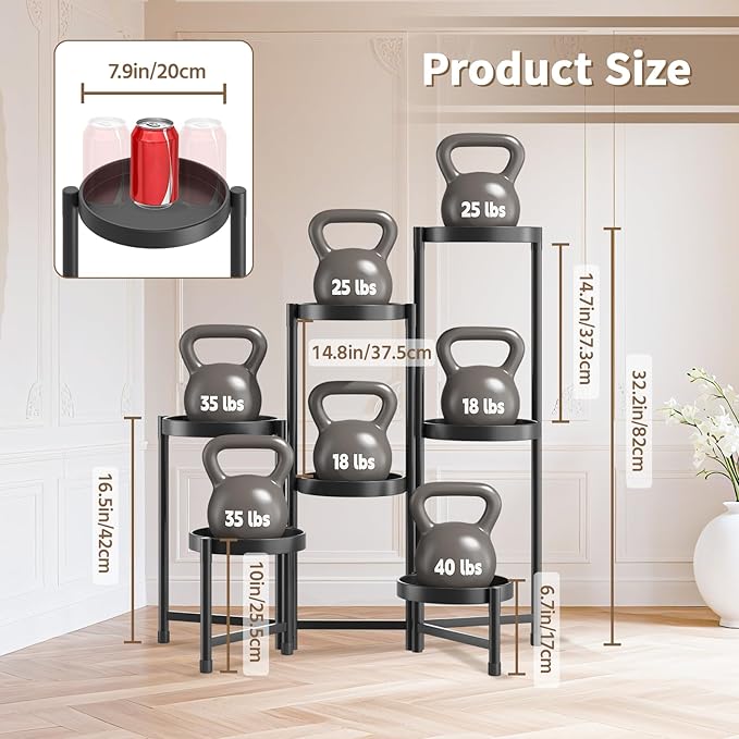 LASZOLA 7 Tiered Folding Tall Plant Stand Indoor for Multiple Large Planter, Heavy Duty Metal Adjustable Flower Rack for Narrow Corner, Sturdy Vertical Spiral Shelving Holder for Modern House, Black LASZOLA