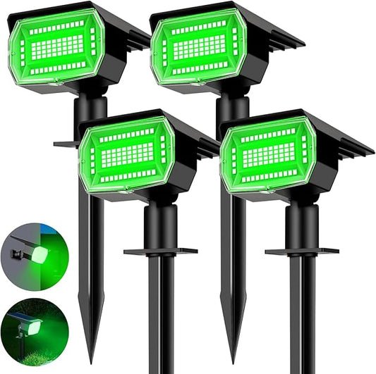 nipify 4 Pack Solar Spot Lights Outdoor, Solar Powered Waterproof Spotlight, Landscape Lighting for Outside Yard Garden Pathway,Green Nipify