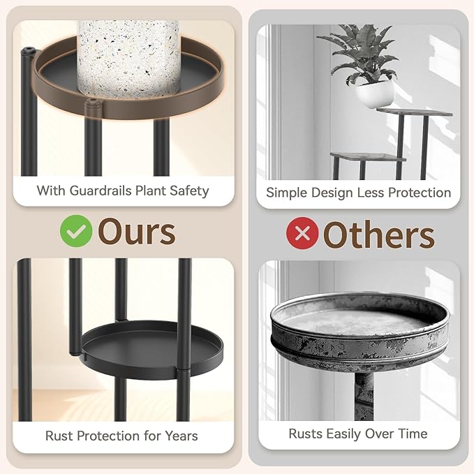 LASZOLA Black 5 Tier Plant Stand Indoor Heavy Duty Metal Planter Flower Holder Rack, Multi Modern Narrow Organizer, Floor Vertical Tower, Spiral Sturdy Decorate for House Bathroom Office Living Room LASZOLA