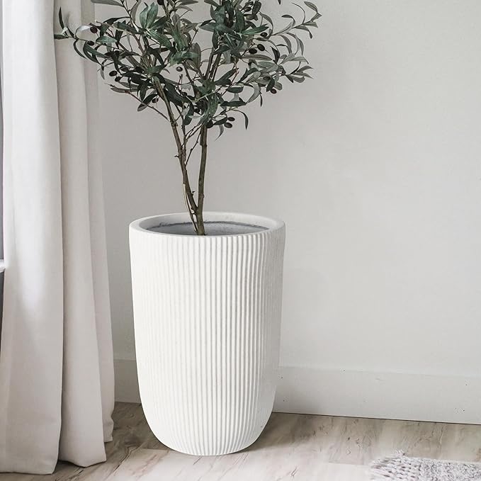Oakrain 18" H Tall Planter, Large Indoor Outdoor Decorative Pot with Drainage Hole, Modern Minimalist Vase for Home Garden, Living Room, Kitchen Oakrain