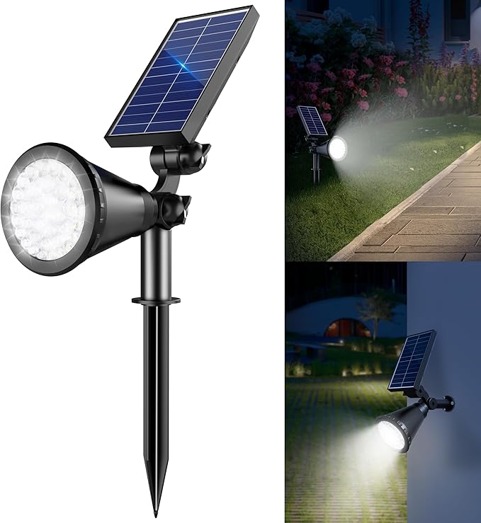 Solar Lights Outdoor Waterproof, 36 LEDs 1000LM Adjustable Solar Spot Lights Outdoor, 2-in-1 Solar Powered Spotlight Landscape Lighting for Garden, Yard, Pathway- 1 Pack (Cool White) Rootora
