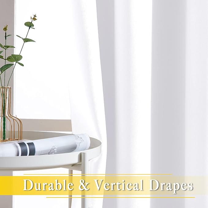 NICETOWN Sliding Door Curtain Window Treatment for Living Room, Energy Smart Thermal Insulated Extra Wide Solid Blackout Curtains/Drapes for Patio Door (Pure White, W80 x L84) NICETOWN