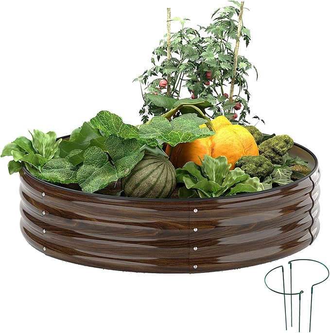 Galvanized Metal Raised Garden Bed Kit for Gardening Outdoor Planter Grow Garden Box Raised Flower Bed Round Galvanized Planter Outdoor 2x2x1FT ZFHgarden