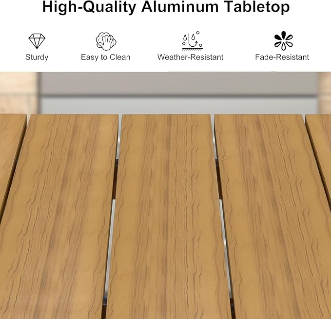 PURPLE LEAF 11 Pieces Patio Dining Set with Outdoor Aluminium Dining Table and Woven Chairs Modern Metal Furniture Cushions Sets for Garden Yard Indoor Decor Kitchen Teak PURPLELEAF
