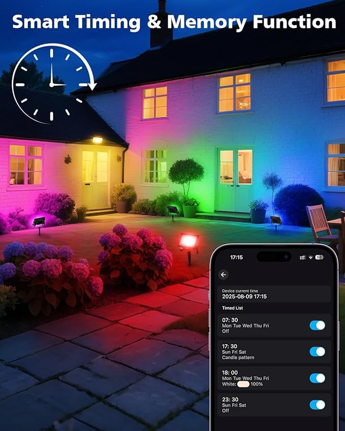 T-SUN Christmas LED Flood Light, 30W RGBCW Dimmable Outdoor Smart Lights, Color Changing LED Light with Remote & APP Control Waterproof Up Lights, Music Sync Stage Spot Light for House, Party (4 Pack) T-SUN