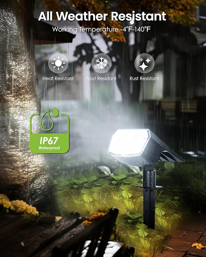 Solar Spot Lights Outdoor IP67 Waterproof 6 Pack, 63 LED 3 Modes Solar Landscape Spotlights for Yard Garden Pathway Wall House Garage (Cool White) Rootora