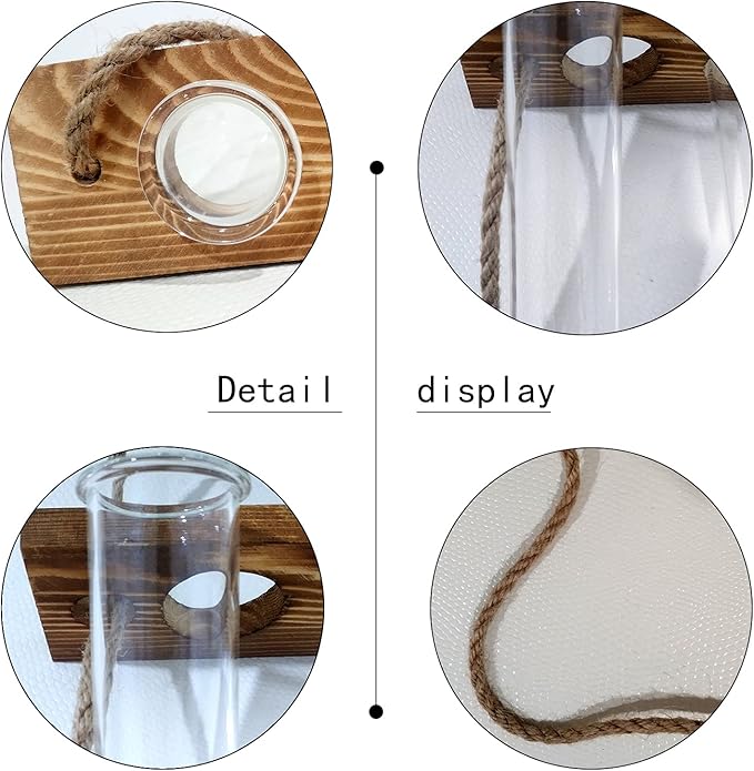 XXXFLOWER Wall Hanging Propagation Station with Wooden Stand Glass Test Tubes Tiered Planters Wall Terrarium for Home Office Plant Hanger Flower Vases Wall Decor Hydroponic Cuttings (9 Tube Vases) XXXFLOWER