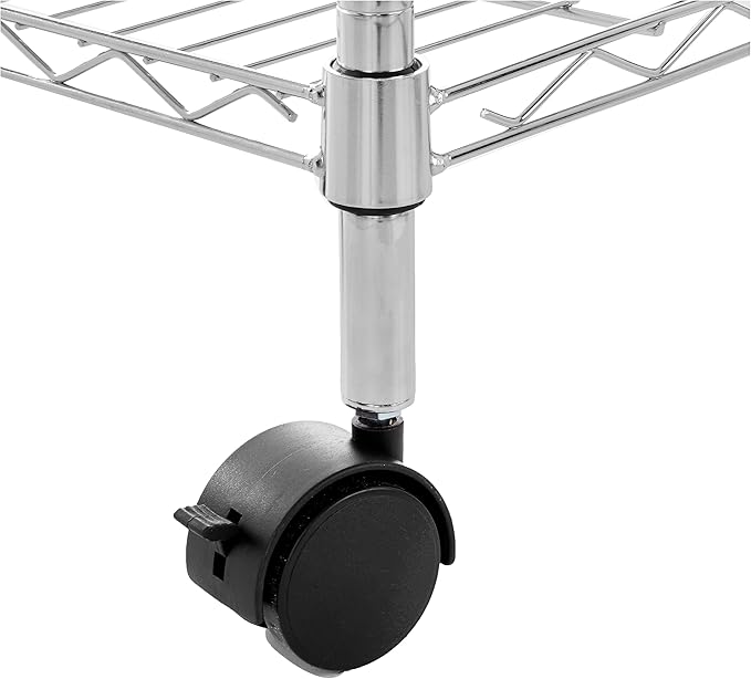 Amazon Basics 3-Shelf Heavy Duty Adjustable Wire Shelving Storage Rack on 2" PP Plastic Wheel Casters, Steel Utility Shelving Unit for Garage and Laundry Room, 23.2" x 13.4" x 32.75", Chrome AmazonBasics