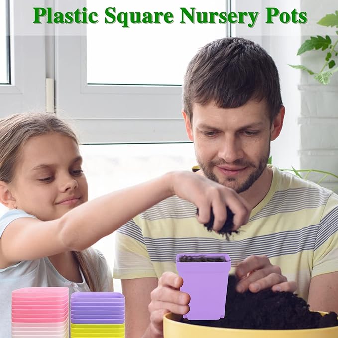 Anyumocz 42 PCS Plastic Square Plant Pots,Multi Color Nursery Pots,Small Flower Pots for Indoor Outdoor Plants,Garden,Home Balcony Decorations Anyumocz