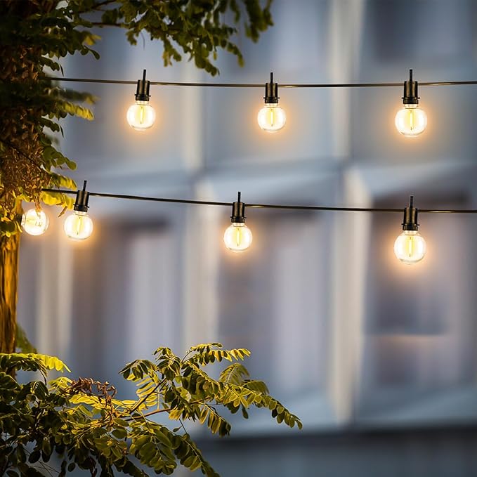ZJOJO LED Outdoor String Lights,100FT Outdoor Lights for Patio with 32 Shatterproof Bulbs, 2700K Dimmable Waterproof Globe LED Patio Light Lights for Outside Christmas Backyard Bistro Porch Garden ZJOJO