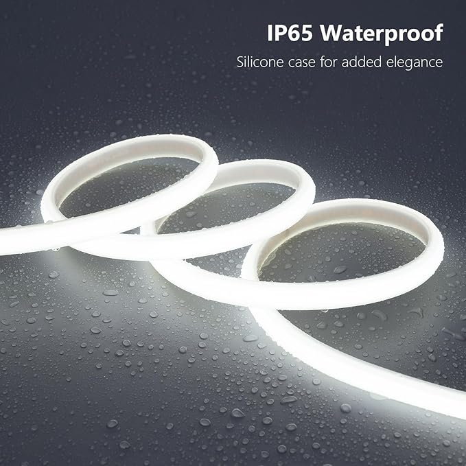 AC 110V COB LED Strip Lights Outdoor Waterproof 65.6ft, 6000K Cool White Super Bright 200W CRI 90+ LED Rope Light, IP65 Flexible Cuttable, for Bedroom Garden Commercial House BENLUN