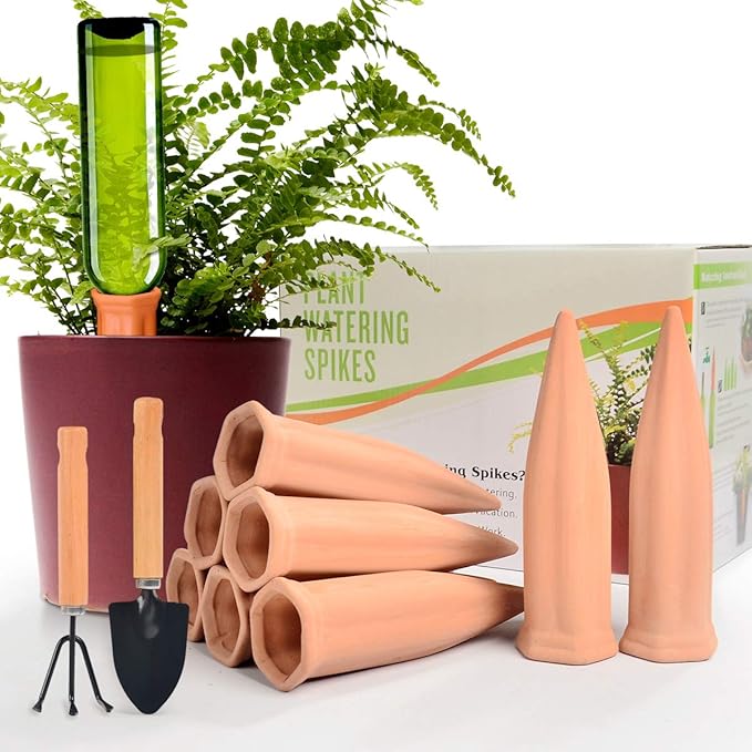 Automatic Plant Waterer Terracotta Self Watering Spikes Drippers Irrigation System for Vacation or Holiday (8Pack) B+SEPOR