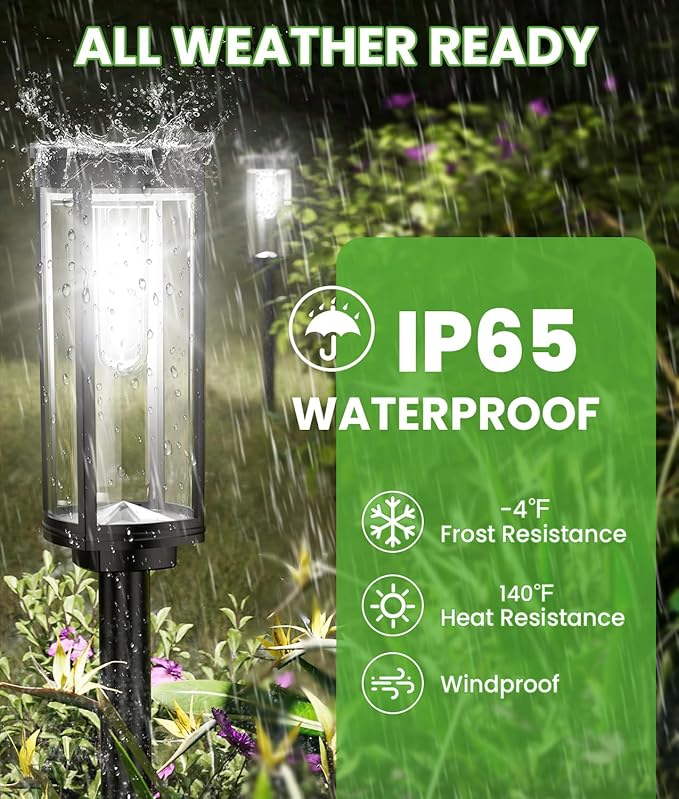 Bright Solar Pathway Lights Outdoor, 8 Pack Solar Garden Lights for Outside Waterproof IP65, Auto On/Off Outdoor Light for Yard Garden Lawn Walkway Driveway Landscape Lighting BITPOTT