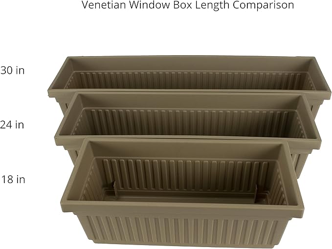 The HC Companies 18 Inch Venetian Rectangular Window Planter Box - Lightweight Plastic Indoor Outdoor Plant Pot with Drainage for Windowsill, Herbs, Flowers, Clay (Pack of 2) TheHCCompanies