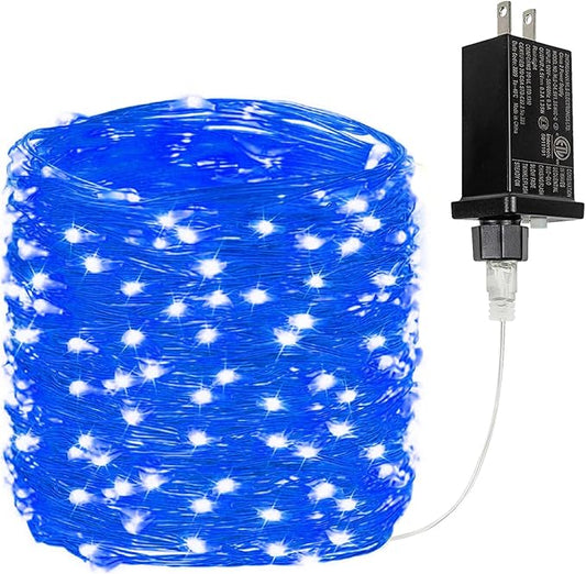 66Ft 200LED Fairy Lights Plug in, Waterproof String Lights Outdoor & Indoor 8 Modes with Timer, Christmas Light Bedroom Decor, Twinkle Light for Girl's Room Garden Christmas Decorations (Blue) BHCLIGHT