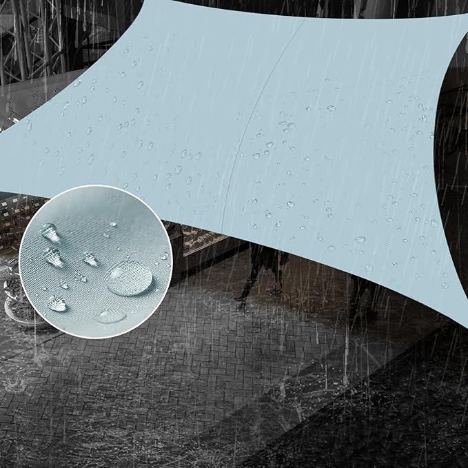 SUNNY GUARD Waterproof Sun Shade Sail 7' x 13' Sky Blue Rectangle UV Block Sunshade for Backyard Yard Deck Patio Garden Outdoor Activities and Facility(We Make Custom Size) SUNNYGUARD