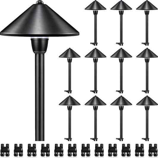 SUNVIE Low Voltage Landscape Lights 3W LED Pathway Lights Low Voltage 3000K Landscape Lighting 12-24V Waterproof Aluminum Wired Landscape Path Lights for Garden Walkway Yard ETL Listed Cord, 12 Pack SUNVIE
