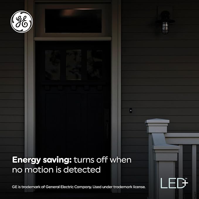 GE LED+ Motion Sensor LED Light Bulbs, 12W, Outdoor Security Lights, A21, Warm White (2 Count)(Pack of 4) GELighting
