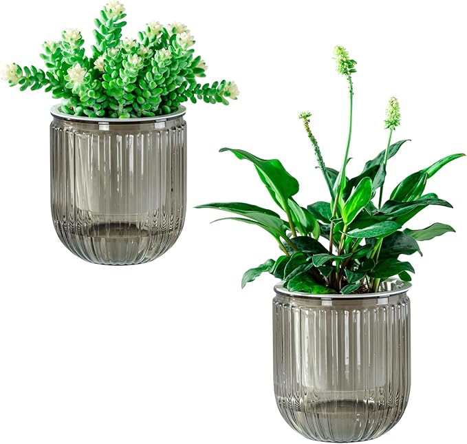 Melphoe Self Watering Pots for Indoor Plants Planter, 4.7 Inch 2 Pack Planters Self Watering Plant Pots for Flower, Houseplants, Succulent, African Violets and Cactus with Drainage Melphoe