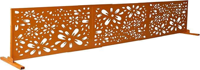 Oakland Living 6 ft. X 4 ft. Orange Freestanding Metal Privacy Screen Room Divider Oakland+Living