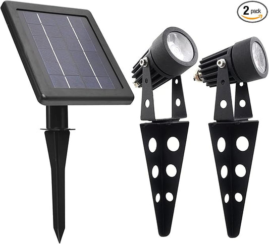MINI 50X Twin Solar-Powered Cast Aluminium Warm White LED Spotlight 60-100 Lumen Per Light Fixture for Outdoor Garden Yard Landscape Downlight SolarLightMart